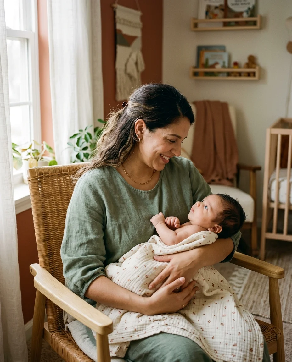 Mamá confiada con su bebé